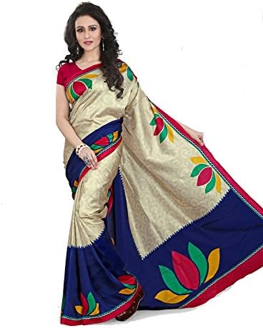 Samskruti Sarees Artificial Silk Saree With Blouse Piece (Spas-82_Beige_Free Size)