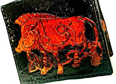 Handmade Leather Celtic Boar, Pig, or Hog Wallet