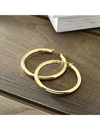 Pendientes de aro de acero inoxidable amarillo de 2.0 in de ancho.