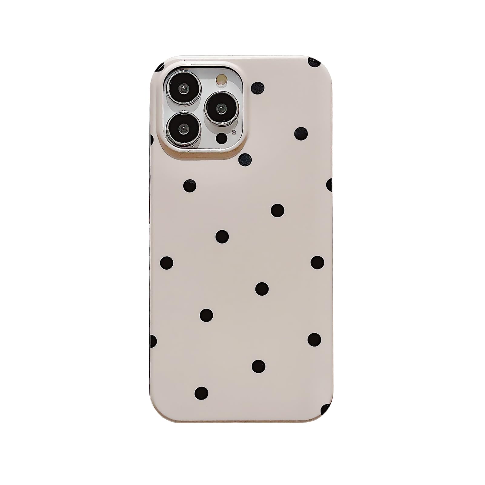 Photo 1 of Retro Black Polka Dots Cute Phone Case Compatible with iPhone 15 Pro Classic Trendy Stylish Pattern Slim Chic Glossy Protective Girls Women Cover(iPhone 15pro 6.1inch,Beige)
