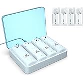 Rechargeable 4 Pack Battery Pack for Wii/Wii U Remote Controller,2800mAh Replacement Batteries and 4 Ports Charger Station for Wii/Wii U Remote Controller Battery Pack,wii Remote Charger-BURFLO