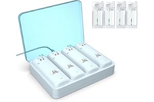 Rechargeable 4 Pack Battery Pack for Wii/Wii U Remote Controller,2800mAh Replacement Batteries and 4 Ports Charger Station for Wii/Wii U Remote Controller Battery Pack,wii Remote Charger-BURFLO