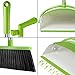 UDAODFA Premium Long Handle Broom and Dustpan Set, Self-Cleaning Broom Bristles Ideal for Kitchen, Home and Lobby Broom and Dustpan Combo (White&Green)