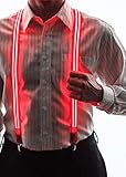 Neon Nightlife Men's Light Up LED Stripe Suspenders, One Size, Red