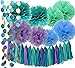 Qian's Party Mermaid Birthday Decorations Under the Sea Party Supplies/Wonderland Frozen Party Decorations/Teal Purple First Birthday Decorations Baby Shower Decorations Purple Mermaid Party