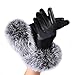FAPIZI Women Lady Black Leather Gloves Autumn Winter Warm Mittens