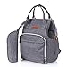esonmus Diaper Bags Backpack Unisex Large Oxford Cloth Insulated Mommy Backpack Wear-Resistant Baby Clothes Diaper Nappy Milk Bottle Bag Travelling Backpack with Stroller Hooks-Grey