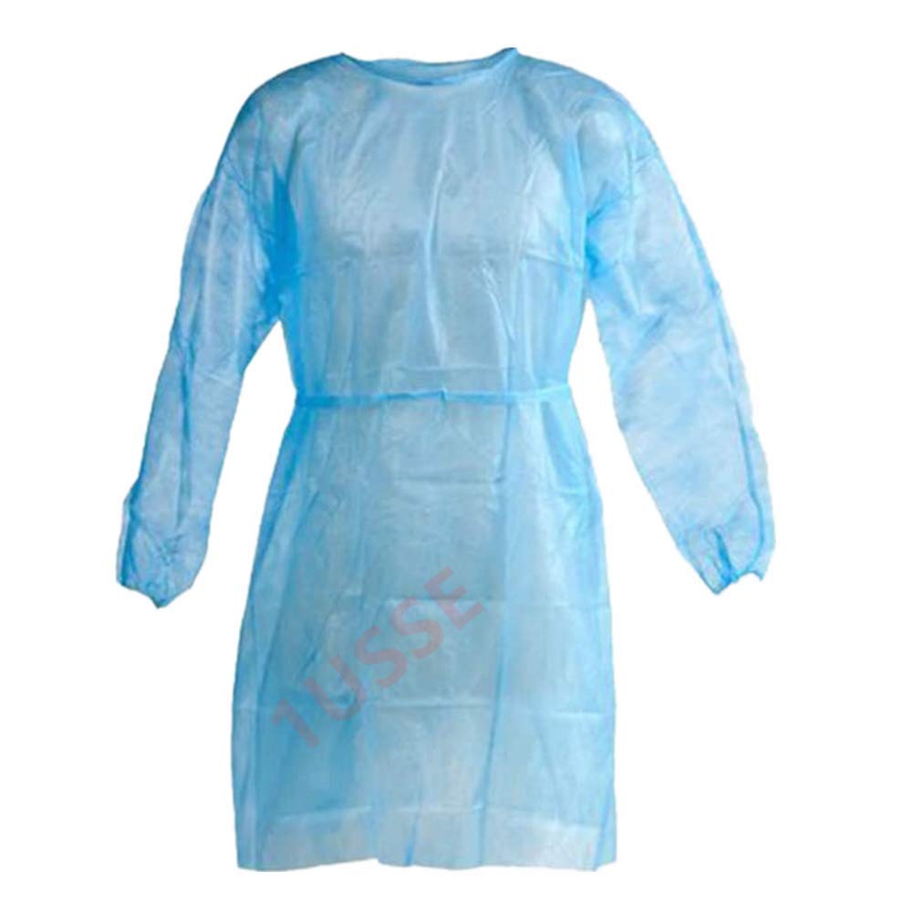 Disposable Isolation Gown Size: Universal Qty: 50 per Case PPE (Lightweight Blue)
