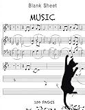 Blank Sheet Music Notebook with cat: Wide Staff Manuscript Paper Notebook: 6 Large Staves Per Page ( by 