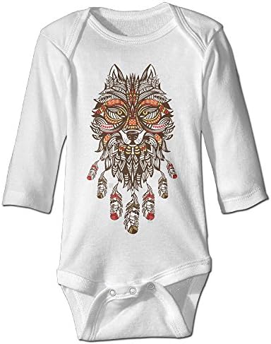 Boys &amp; Girls Grunge Colorful Tattoo Wolf Infant Cotton Personalized Baby Onesies