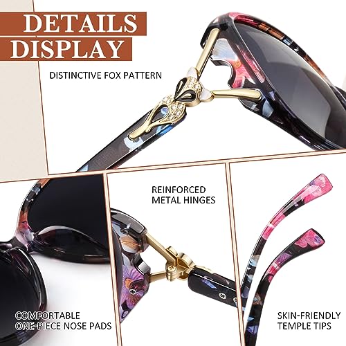Sunier Polarised Sunglasses Women,Trendy Oversized Sun Glasses,Fashion Ladies Shades with UV400 Protection Shades
