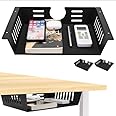 2 Pack Under Desk Shelf - Under Desk Storage Shelf Metals,Under Desk Organizer - Black Under Shelf Storage for Office Tables & Workstations