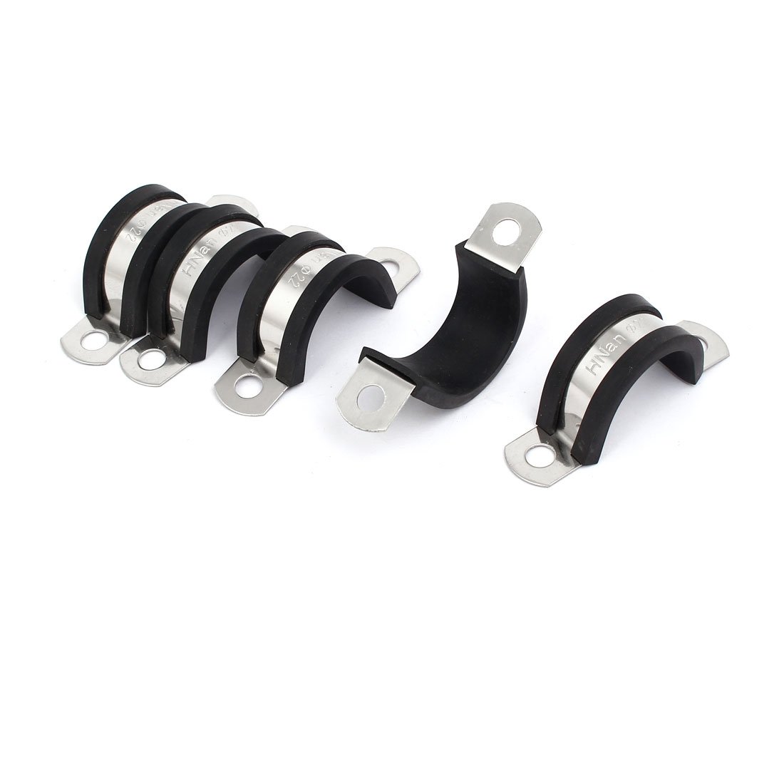 Sourcingmap 22mm Dia EPDM Rubber Lined U Shaped Pipe Tube Wire Clamps Clips 5pcs