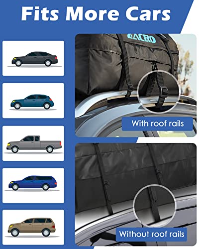 Zacro Car Roof Bag Waterproof - 20 Cubic Feet Roof Box with Anti-Slip Mat & Luggage Lock for Vehicle with/without Rack - Rooftop Cargo Carrier Bags with 10 Reinforced Straps, 6 Door Hooks, Storage Bag