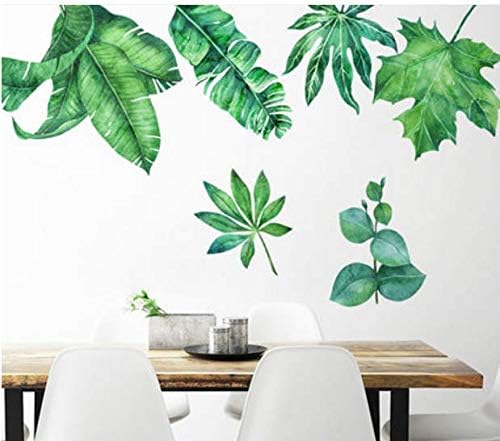 Fresh Green Plant Tropical Leaves Wall Stickers Living Room Sofa Bedroom Wall Decoration Stickers self-Adhesive 100 * 81cm