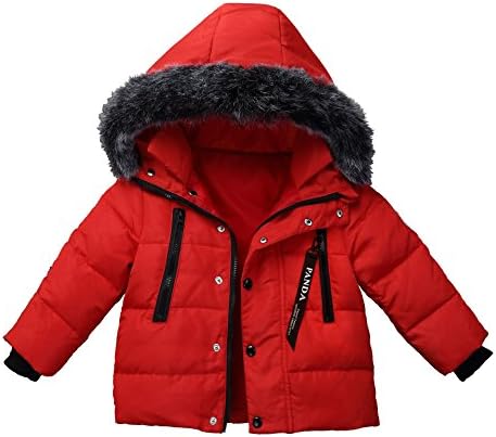 Foyeria Down Coat Outerwear Down Jacket Winter For Baby Boys Girls Warm Puffer Windproof Winter Coat (4T, Red)