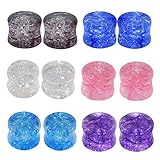Longbeauty Set 12Pcs Organic Shattered Quartz Stone Ear Plugs Saddle Gauges