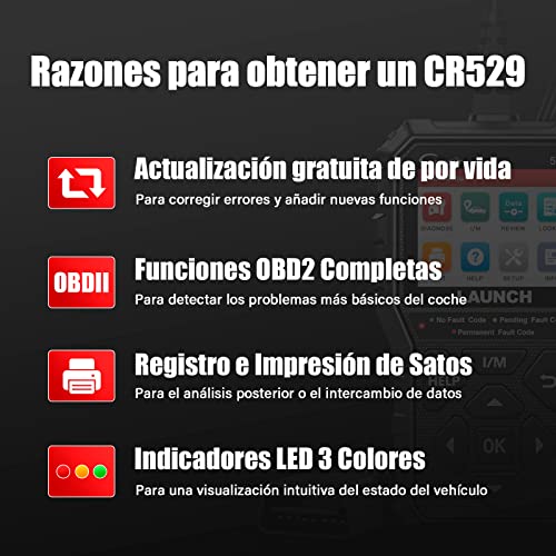 Launch - OBD2 Scanner CR529 Code Reader with Full OBD2 Function, One-Click I/M Readiness, Engine Light Off, Can Scan Tool, Car Diagnostic Tool
