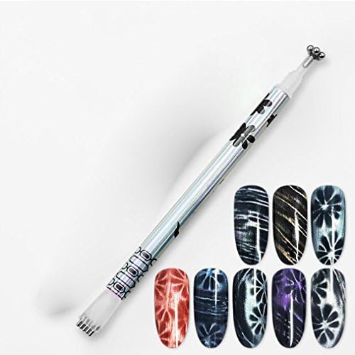 Huphoon Nail Art Accessories Printing Flower Design Dual Ended Magnet Stick For 3D Magnetic Cat Eye Gel Magic Nail Polish (Gray)