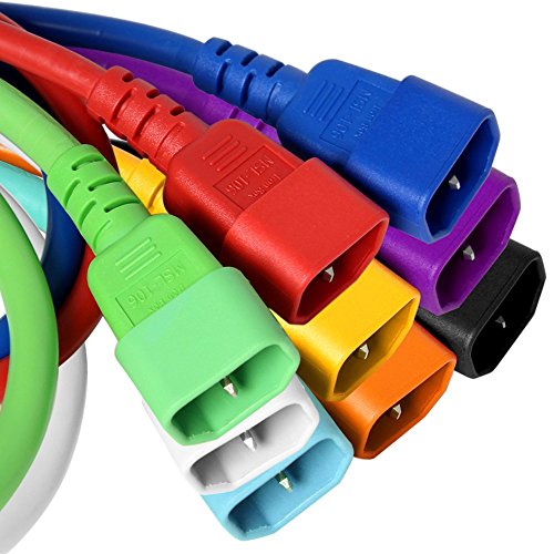 IEC Jumper Power Cord C14 to C13 - White, 8 Foot, 15A/250V, 14/3 AWG - Iron Box Part # IBX-2808-08