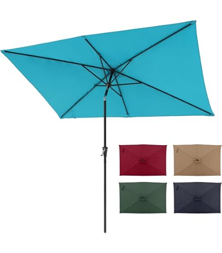 Amazon.com: Trademark Innovations Rectangular Solar Powered LED Lighted Patio  Umbrella - 10' x 6.5' (Teal) : Patio, Lawn & Garden