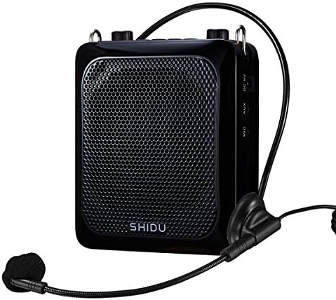 Portable Voice Amplifier (30W), SHIDU SD-S516 2000mAh Rechargeable Power PA System with Adjustable Wired Microphone for Docent / Teacher / Coaches / Tour Guides / Yoga Instructor and More (Black)