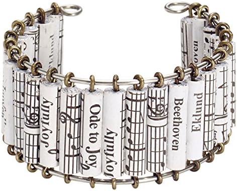 FLORIANA Women's Cuff Bracelet - Beethoven's Ode to Joy - Handmade - Lacquered Paper Beads