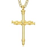 Vyrniss Nail Cross Necklace for Men 18K Gold Cross Pendant Chain Christian Jewelry Religious Gift