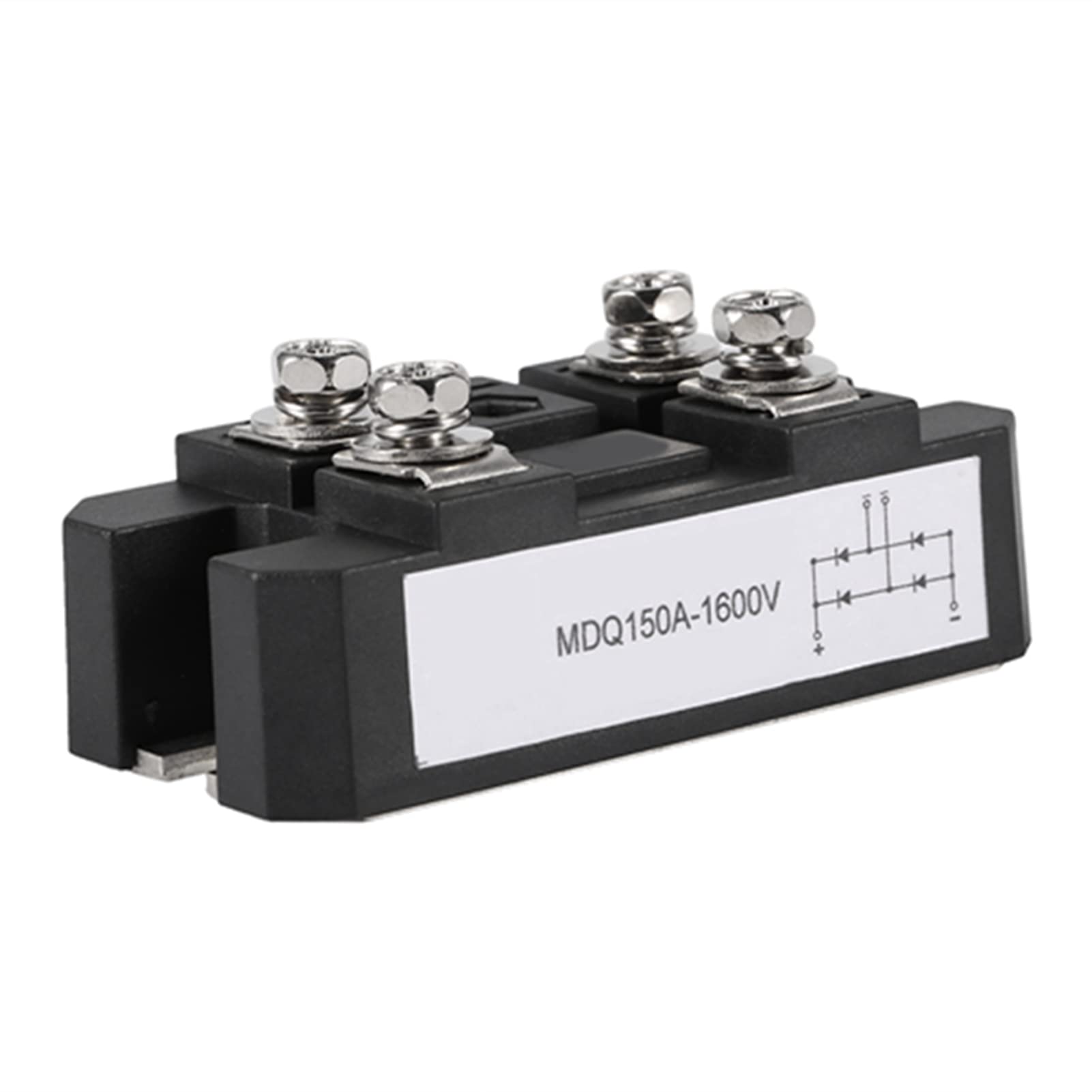 Black Single-Phase Diode Bridge Rectifier Module 150A Amp High Power 1600V 4 Terminals