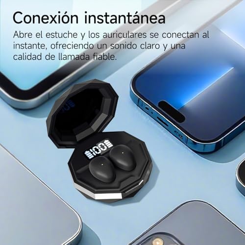 sunvito Auriculares para Dormir, Mini Auriculares para Dormir, inalámbricos Bluetooth 6.0 para Dormir de Lado, indicador de Potencia para Entrenamiento, Trabajo, Viajes(Negro)