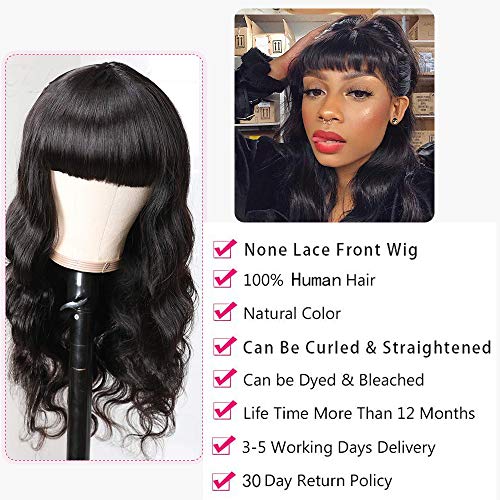 CanaryFly-Brazilian-Virgin-Human-Hair-Body-Wave-Wigs-With-Bangs-None-Lace-Front-Wigs-Glueless-Machine-Made-Wigs-For-Black-Women-130-Density-Natural-Color16inch-Body-Wave