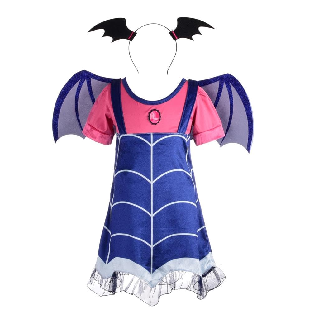 Lito Angels Halloween Costume Fancy Party Dress Up with Bat Wings and Hair Hoop Headwear for Kids Girls, Age 7-8 Years, B — image 1