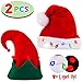 JOYIN Blinking Light-up Plush Red Santa Hat + Blinking Light-up Elf Hat for Christmas Holiday Party, Ugly Sweater Party