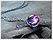 yi sheng Pink Purple Nebula necklace,Galaxy necklace,Glass pendant Double sided sphere， Bronze