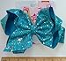 JoJo Siwa Large Signature Tiffany Blue Sequin Hair Bow Dance Hair Bow Cheerleader Bow