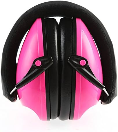 Kids Folding Ear Defenders, Adjustable Headband Soundproofing Earmuffs Hearing Protectors Headphones for Kids/Infant/Students(3-12 years)-Rose red