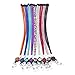 Soleebee 31.5 inches Bling Crystal Rhinestones Leather Neck Strap Lanyard Retractable Badge Reel with Breakaway Safety Clasp (Pack of 9)