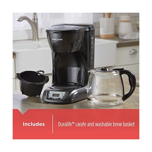BLACK+DECKER DLX1050B 12cup Programmable Coffee Maker with glass carafe, Black & GOLDTONE