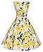 Vintage Palace Women's Sleeveless Wide Boat Neck A line Lemon Pattern Dress with Belt