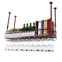YAGEER JJIAGD Wine Bottle Bar Unit Floating Shelves Wall-Mounted Wine Racks, Hanging Wine Glass Holder Rustic Wine Holder Storage Rack Multi - Function Shelves Vintage Style Decoration