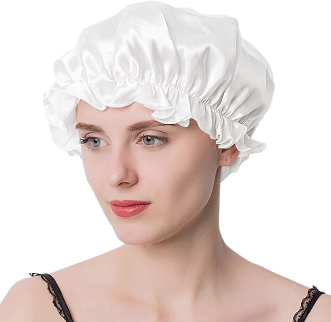 Amazon ナイトキャップ シルク シルクキャップ シルク100 保湿 ゴム型 サイズ調整可能 ロングヘア ショートヘア 対応 ヘアキャップ就寝用 産後用 ホワイト ヘアバンド ターバン 通販