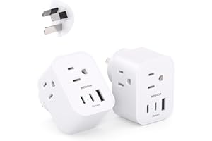 BESHON 【2 Pack 】 Australia New Zealand Power Plug Adapter, Type I Plug Adapter with 3 American Outlets 3 USB(2 USB C), Australia Travel Adapter for US to Australia, Argentina, China