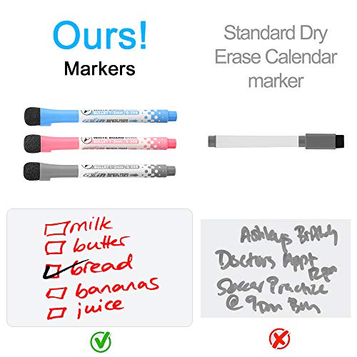 Magnetic Whiteboard for Refrigerator - 18x12" Dry Erase Fridge White Board with New Stain Resistant Technology - Include 3 Magnetic Markers & Eraser - Reminder Board - Menu Planner