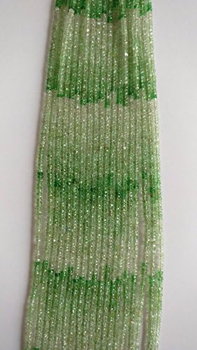 NATURAL TSAVORITE GEMSTONE 3-4MM FACETED PATSAN CUT ROUNDEL BEADS 1 STRINGS GSB107