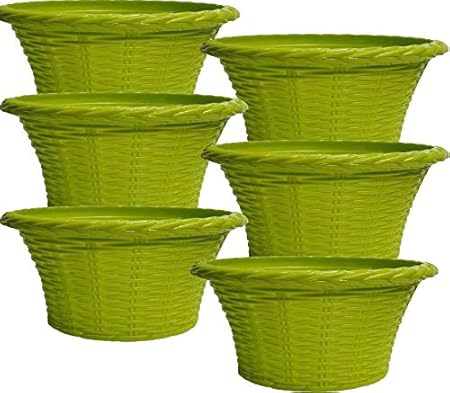 Airex Big Gole Unique Plastic Pot for Indoor/Outdoor Plants Planter (Green, 6-Pieces)