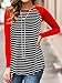 Adreamly Women's Black and White Striped Long Sleeve Baseball T Shirt Blouse Tunic Tops Red X-Large