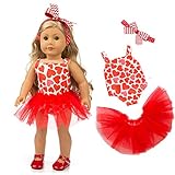 Livoty Doll Clothes Outfits Set Beautiful Yarn Dancing Dress for 18 Inch American Toy Girl Doll Accessory Girl's Toy (Red)