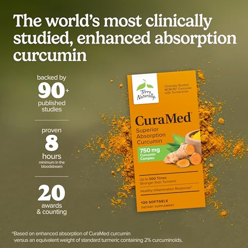Terry Naturally/EuroPharma CuraMed 750mg BCM-95 Curcumin, 120 Softgels -(2 Pack)