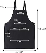 Darbermu Black Cotton Chef Apron Men Women 4 Pocket Adjustable Strap Cooking view 3