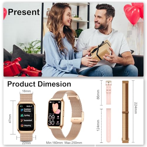 Reloj Inteligente Mujer, 1.47” HD Smartwatch con Marco de Aleación de Aluminio, Oxímetro Sueño Pulsometro, 100+ Modos Deportivos, Pulsómetro, IP68 Impermeable Smart Watches para iOS Android, 3 Correa